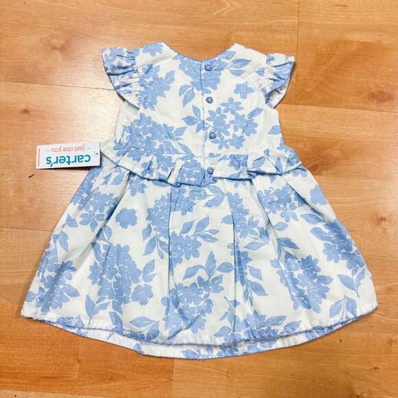 NWT Carters Baby Girl Light Blue & White Floral Dress Size 6M NEW - Picture 4 of 7